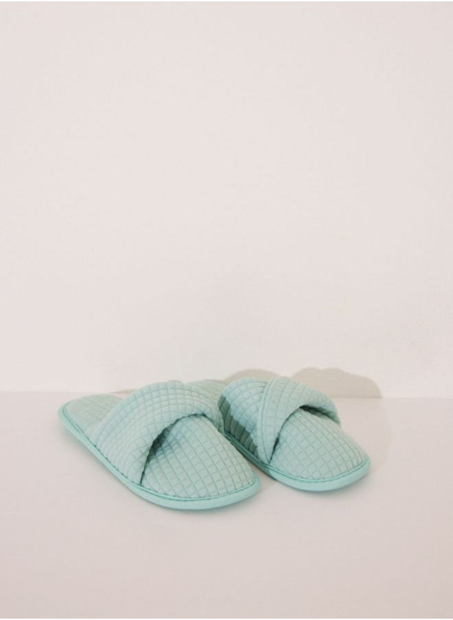 Blue padded slippers