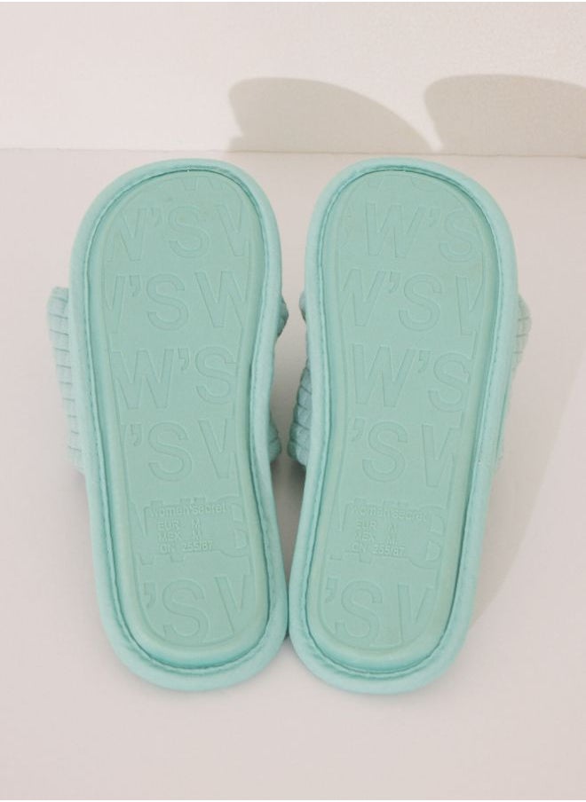 Blue padded slippers