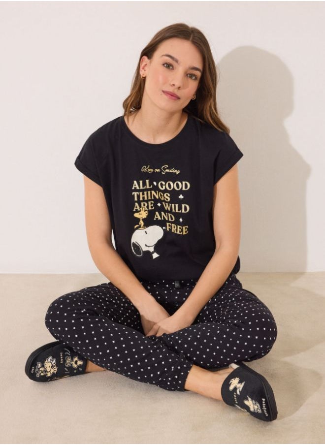 Snoppy black slippers