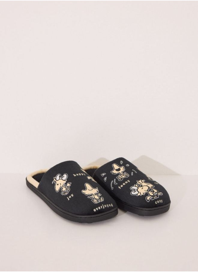 Snoppy black slippers