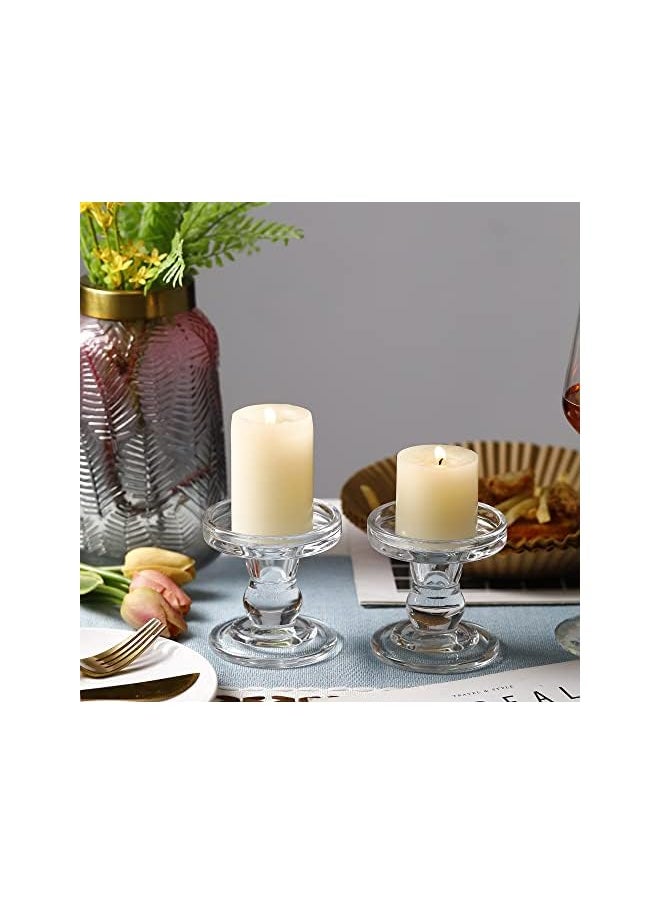 Glass Candle Holder for Pillar Candle Holder/Taper Candlestick Holders, Decorative Candle Sticks Set of 3, for Formal Events, Wedding, Church, Holiday DéCor, Table Centerpiece Decoration