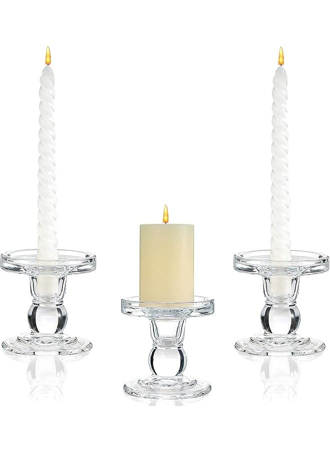Glass Candle Holder for Pillar Candle Holder/Taper Candlestick Holders, Decorative Candle Sticks Set of 3, for Formal Events, Wedding, Church, Holiday DéCor, Table Centerpiece Decoration