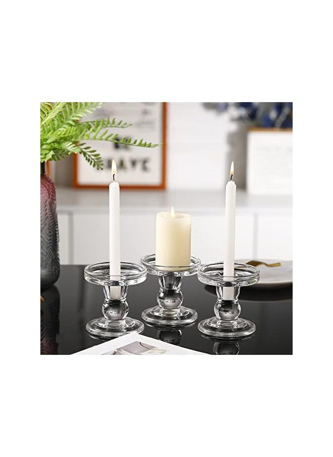 Glass Candle Holder for Pillar Candle Holder/Taper Candlestick Holders, Decorative Candle Sticks Set of 3, for Formal Events, Wedding, Church, Holiday DéCor, Table Centerpiece Decoration