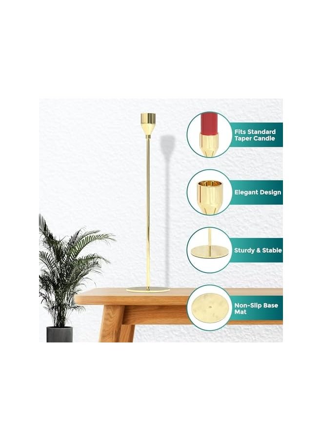 Elegant Gold Taper Candle Holders Set - Ideal for Home Décor, Weddings, Birthdays, Date Nights, and Special Occasions - Stylish Candlestick Holders for Taper Candles