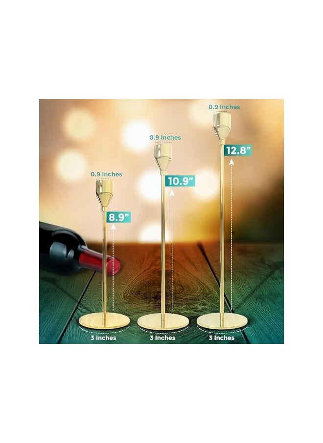Elegant Gold Taper Candle Holders Set - Ideal for Home Décor, Weddings, Birthdays, Date Nights, and Special Occasions - Stylish Candlestick Holders for Taper Candles