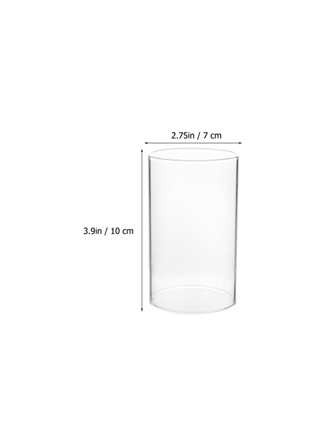 4pcs Hurricanes Candle Holder Sleeve Clear Glass Cylinder Open Both Ends Chimney Tube Open Ended LED Candle Shade Wedding Table Centerpiece Decor 7* 10cm