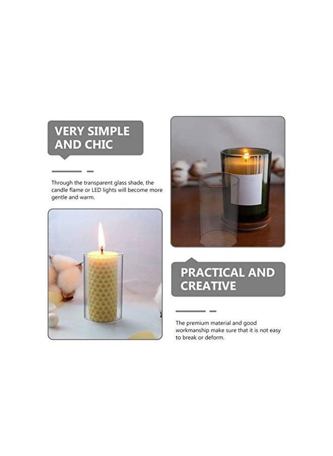 4pcs Hurricanes Candle Holder Sleeve Clear Glass Cylinder Open Both Ends Chimney Tube Open Ended LED Candle Shade Wedding Table Centerpiece Decor 7* 10cm