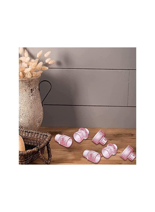 Glass Candlestick Holders Set of 4 for Taper Candles,Tealight Candels and Pillar Candles,Pink Decoative Candle Holders for Wedding Party and Festival (Shape 2)