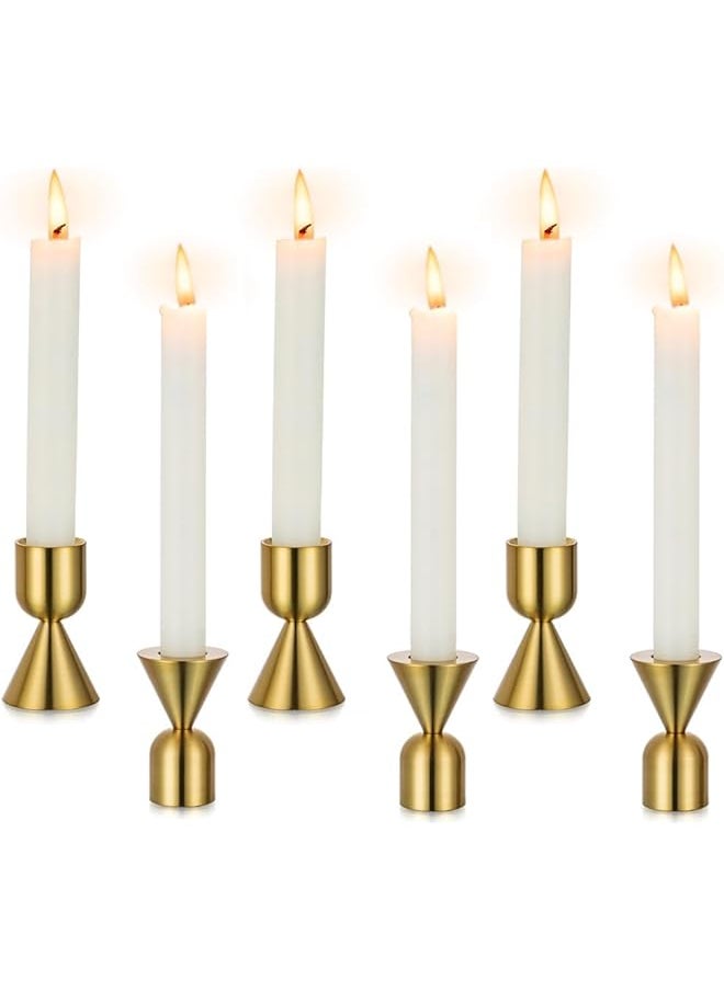 Candle Holders Taper Candler Holder, Set of 6 Gold Candlestick Holders Metal Candle Holder Vintage Candle stick Holder for Table Centerpiece Wedding Christmas Living Room Decor