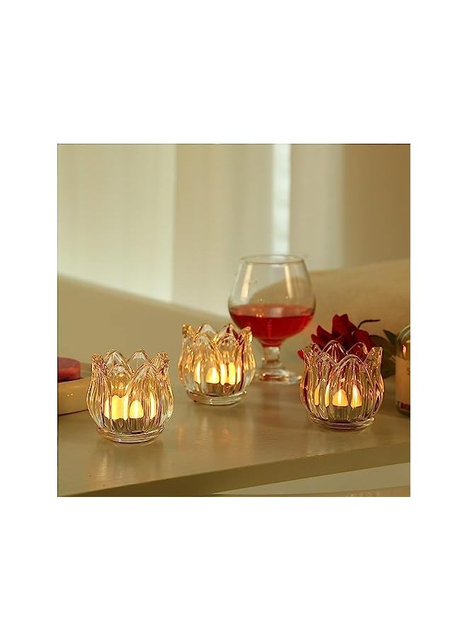 Tealight Candle Holder Set of 12, Clear Glass Tealight Candle Holders for Wedding Party, Tea Light Candles Holder Bulk for Centerpiece Thanksgiving Christmas Party (Clear Tulip Tealight)