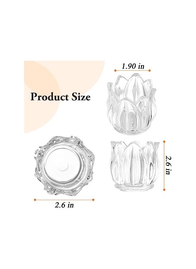 Tealight Candle Holder Set of 12, Clear Glass Tealight Candle Holders for Wedding Party, Tea Light Candles Holder Bulk for Centerpiece Thanksgiving Christmas Party (Clear Tulip Tealight)
