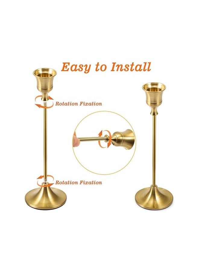 Candlestick Holders, 3 Pcs Decorative Gold Candlestick Holder for Easy Installation, Gold Candle Holders, Candle Holder for Home Decor, Wedding, Dinning, Party, Anniversary