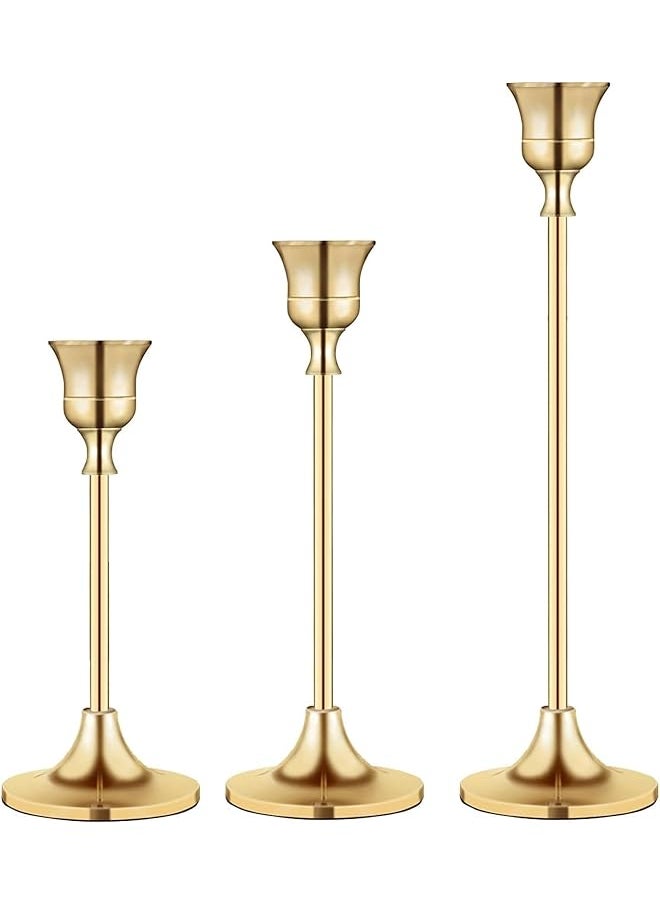 Candlestick Holders, 3 Pcs Decorative Gold Candlestick Holder for Easy Installation, Gold Candle Holders, Candle Holder for Home Decor, Wedding, Dinning, Party, Anniversary