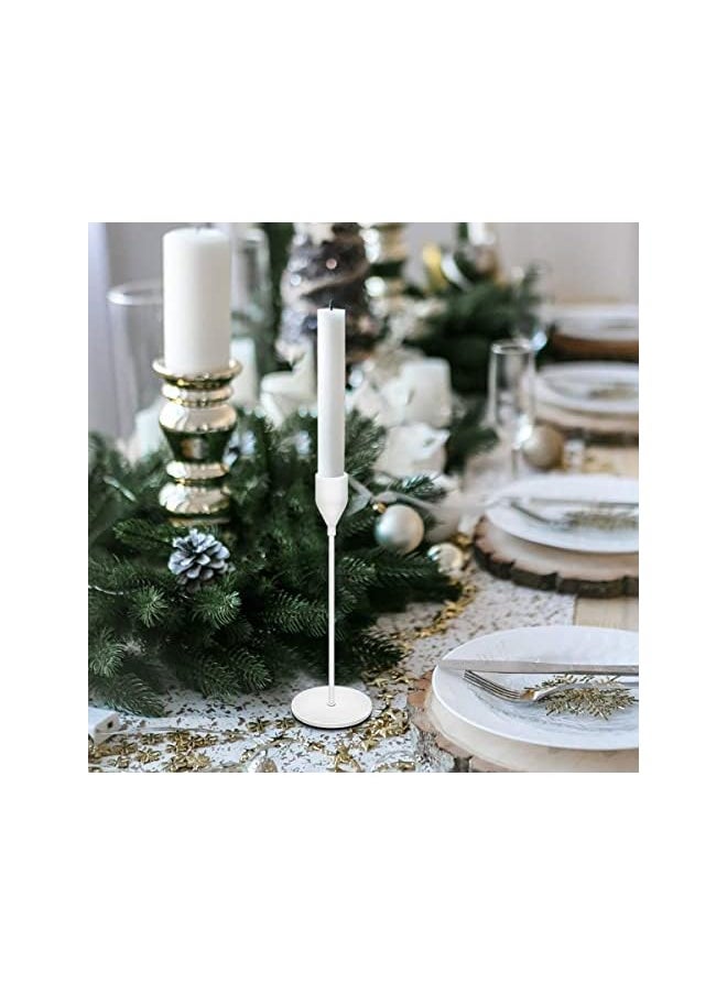 3 Pcs Candle Holders for Taper Candles, Decorative Candlestick Holder for Wedding, Dinning, Party, Fits 3/4 inch Thick Candle&Led Candles (Metal Candle Stand) (White)