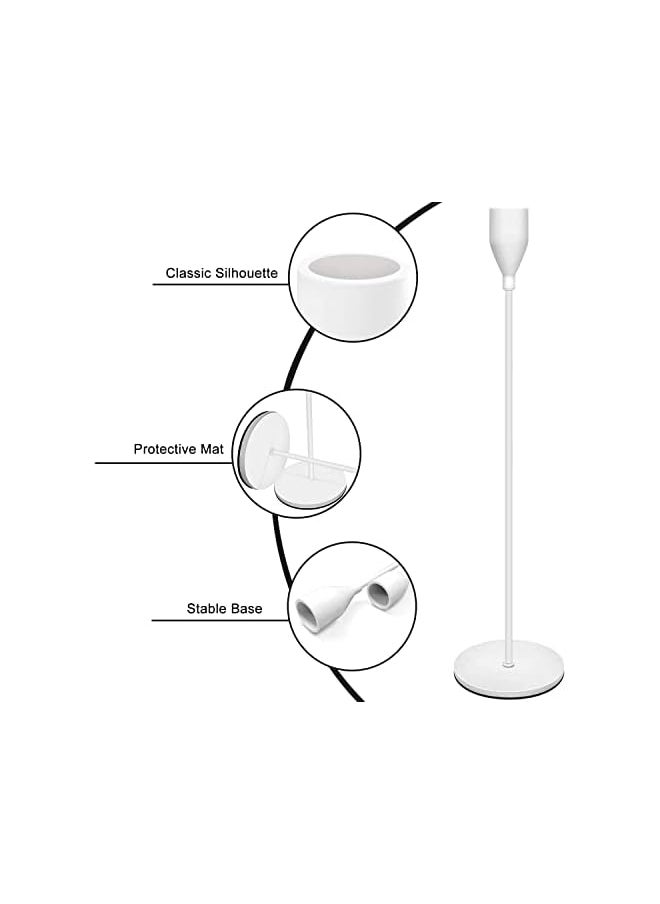 3 Pcs Candle Holders for Taper Candles, Decorative Candlestick Holder for Wedding, Dinning, Party, Fits 3/4 inch Thick Candle&Led Candles (Metal Candle Stand) (White)