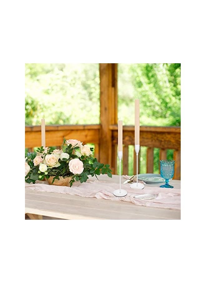 3 Pcs Candle Holders for Taper Candles, Decorative Candlestick Holder for Wedding, Dinning, Party, Fits 3/4 inch Thick Candle&Led Candles (Metal Candle Stand) (White)