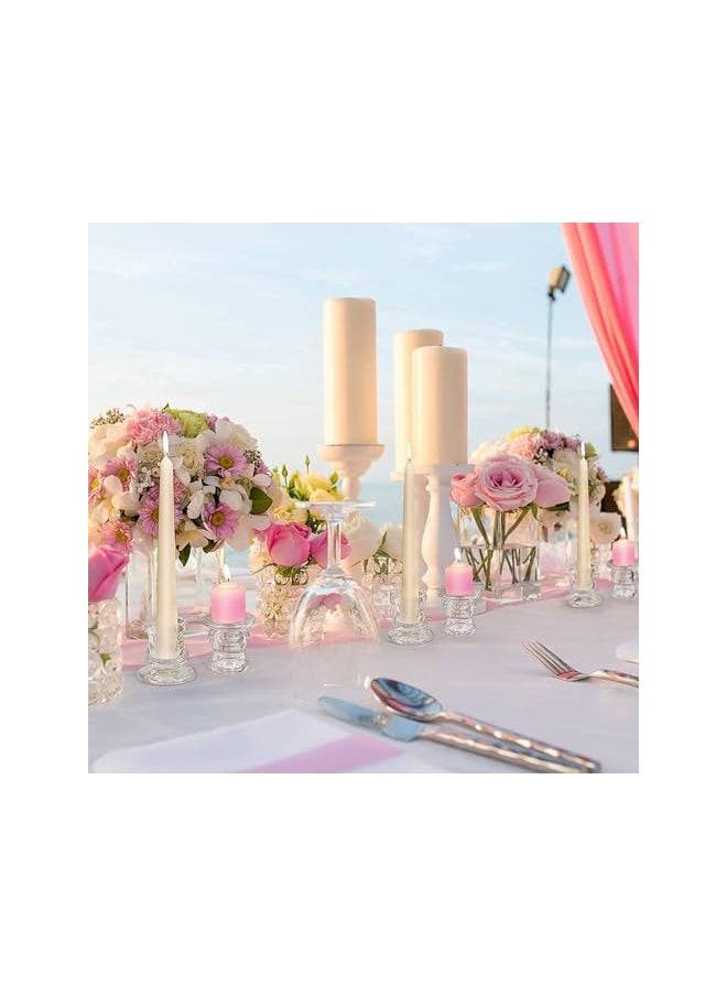Glass Taper Candleholders - Clear Small Candlestick Holder Bulk, Set of 6 Clear Candleholders for Taper Candles Small Table, Glass Candlestick Holders, Thicker Glass Candle Sticks Set