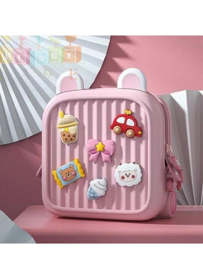 Kids Bags Pack Vibrant Scratch Proof Unbreakable Waterproof Durable Rubber Bag Easy TO Wash pink