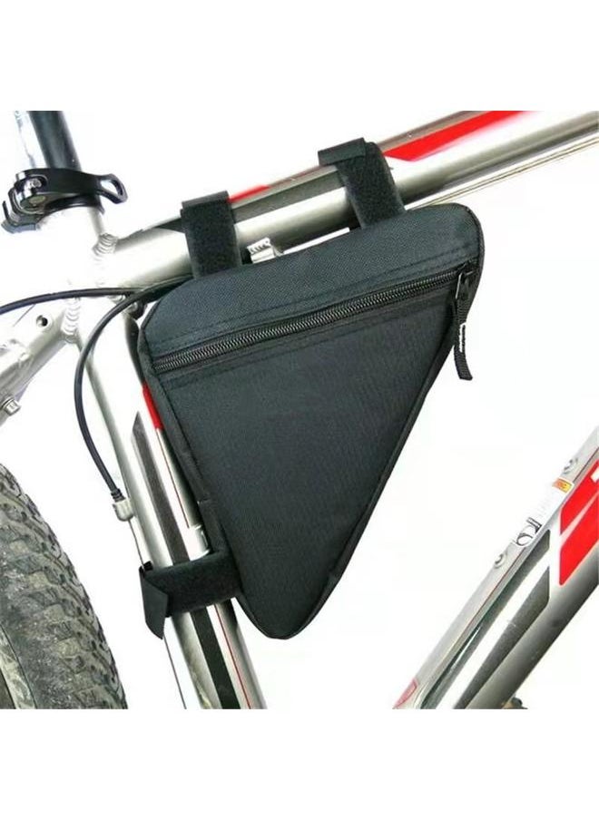 Bike Frame Storage Bag, Water Resistant Bicycle Triangle Bag with Two Side Pockets, Strap-On Under Seat Tool Accessories Pouch