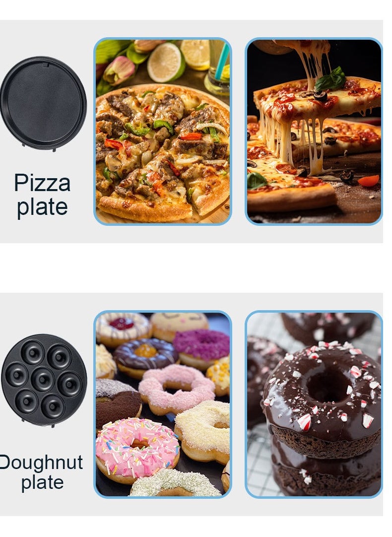 5 IN 1 Multi Snacks Maker with Donut-Meatball-Waffle-Cake-Pizza Non Stick Detachable Plates,1000W,SK-08093