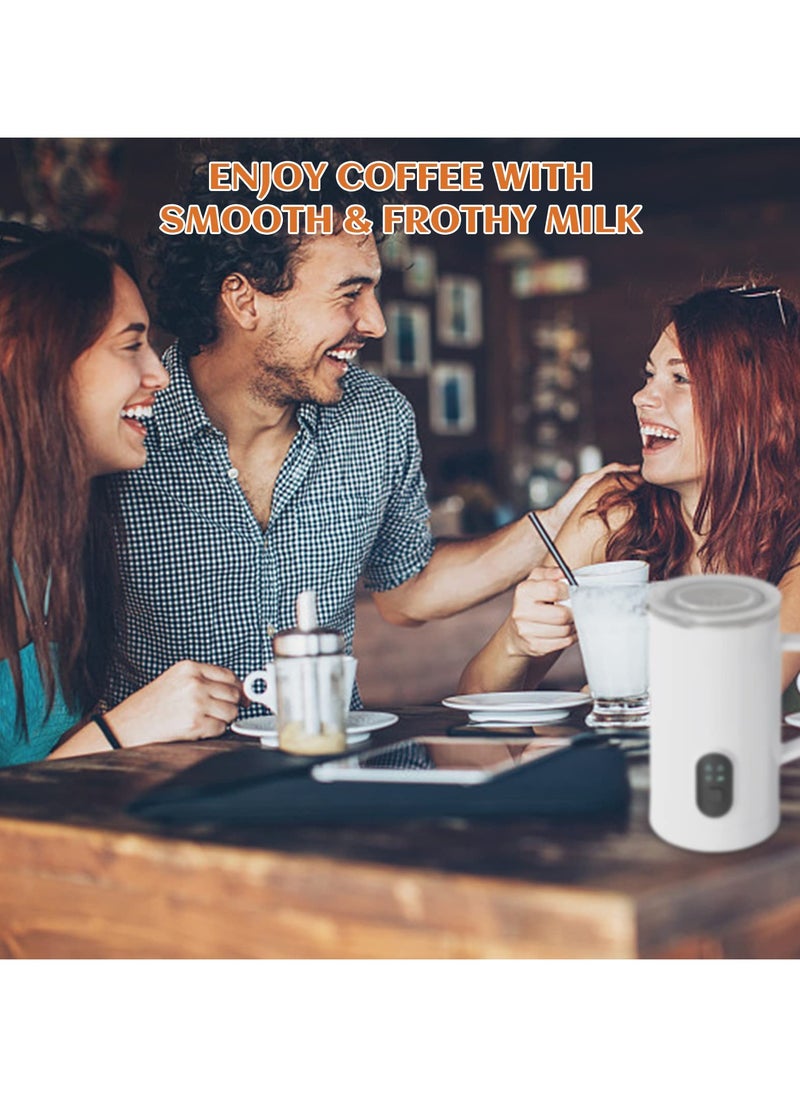 Baeskii Milk Frother 2024, Upgraded 4-in-1 Electric Milk Steamer, 10.5oz/300ml Automatic Hot and Cold Foam Maker and Milk Warmer for Latte, Cappuccinos, Macchiato, 400W… (White-2024)