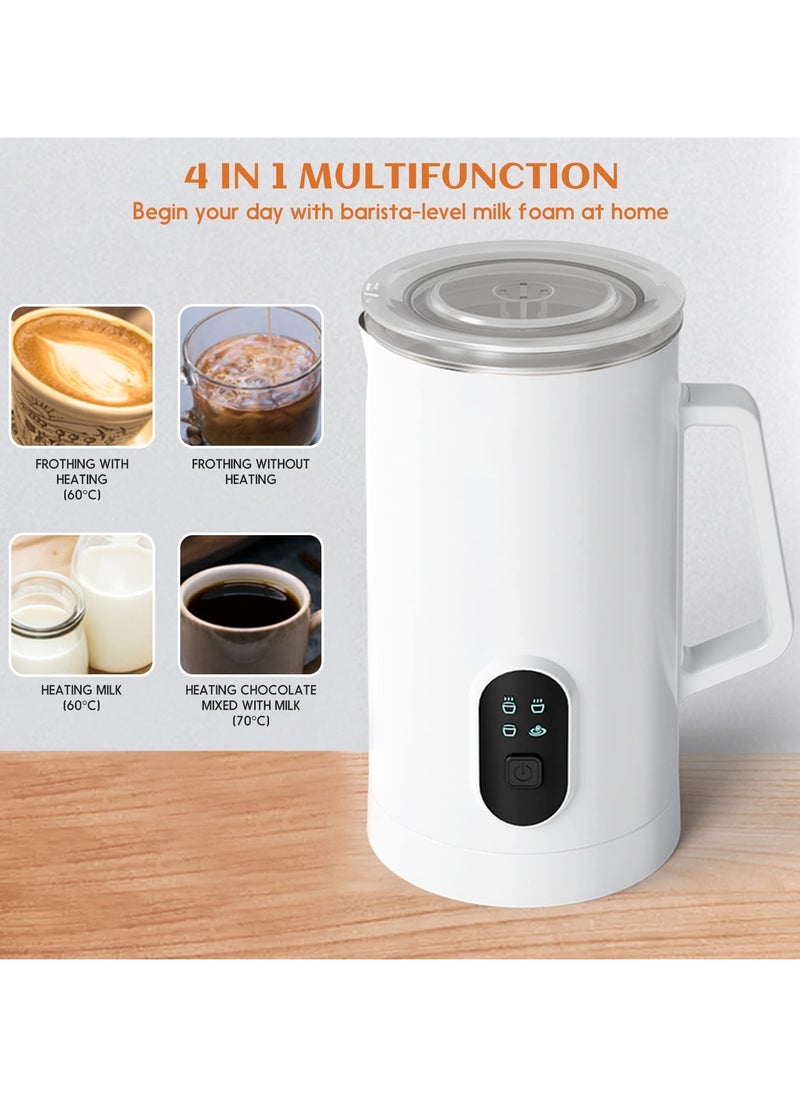 Baeskii Milk Frother 2024, Upgraded 4-in-1 Electric Milk Steamer, 10.5oz/300ml Automatic Hot and Cold Foam Maker and Milk Warmer for Latte, Cappuccinos, Macchiato, 400W… (White-2024)