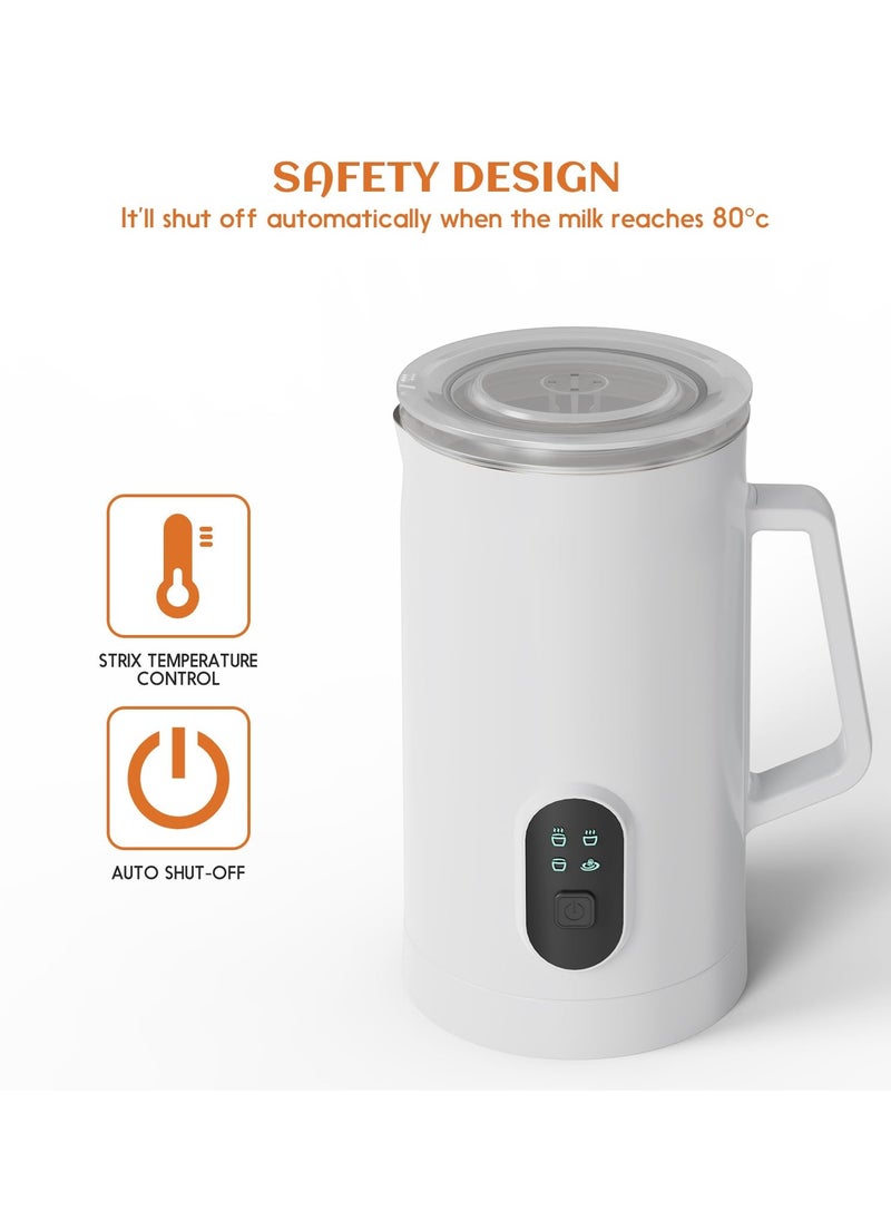 Baeskii Milk Frother 2024, Upgraded 4-in-1 Electric Milk Steamer, 10.5oz/300ml Automatic Hot and Cold Foam Maker and Milk Warmer for Latte, Cappuccinos, Macchiato, 400W… (White-2024)