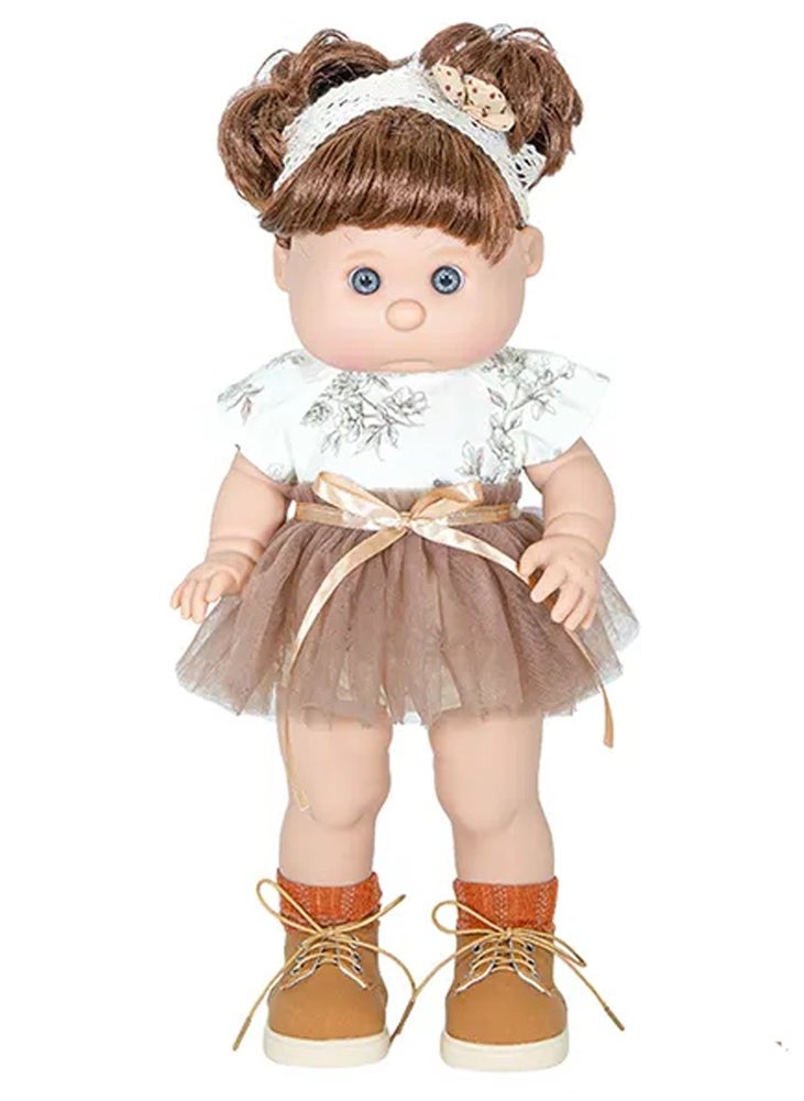 Fashion Baby Doll 40 cm – Floral Top, Brown Tulle Skirt, Headband & Boots – Gift Boxed