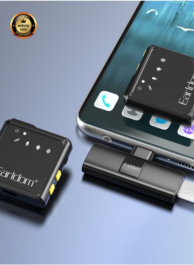 Wireless Lavalier Microphone Collar Clip – USB Type-C Plug – Bluetooth 5.2, Noise Reduction, Reverb, Plug & Play for Android Devices