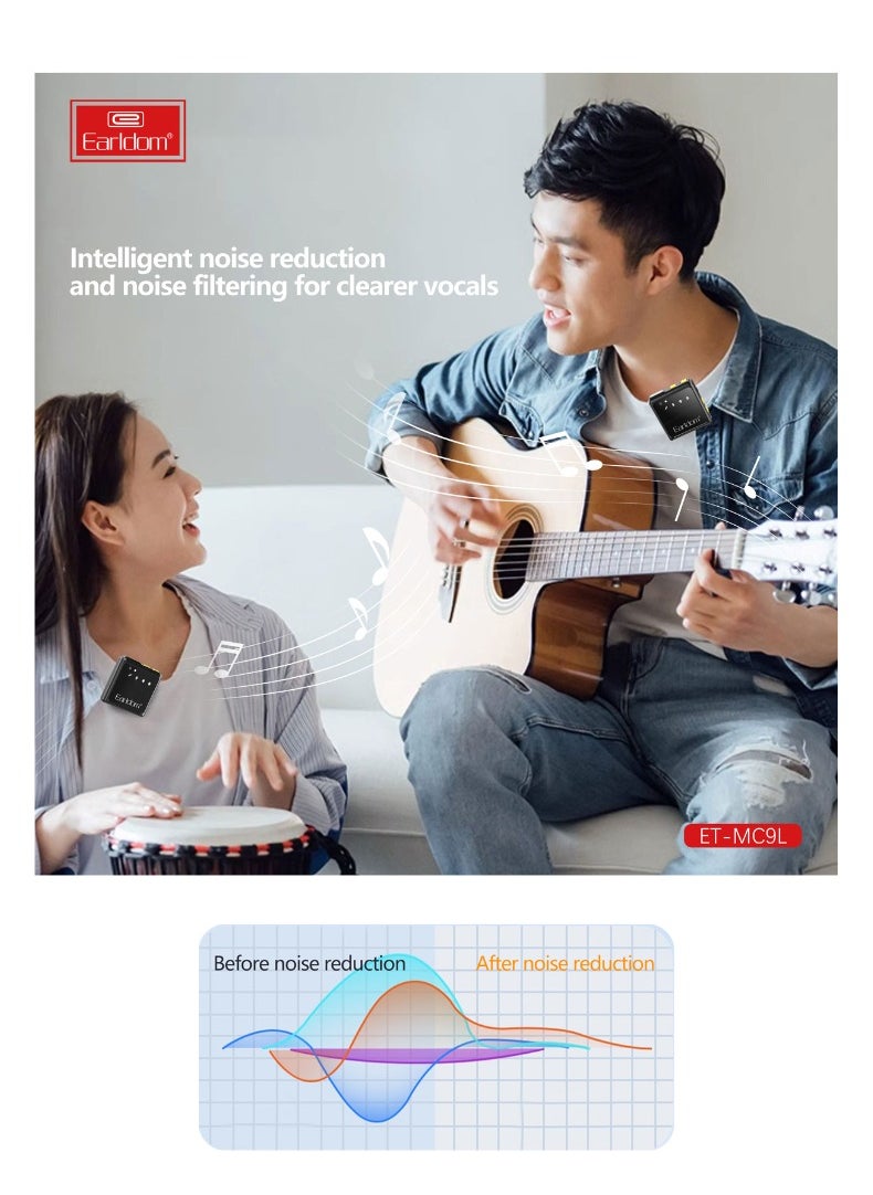 Wireless Lavalier Microphone Collar Clip – USB Type-C Plug – Bluetooth 5.2, Noise Reduction, Reverb, Plug & Play for Android Devices