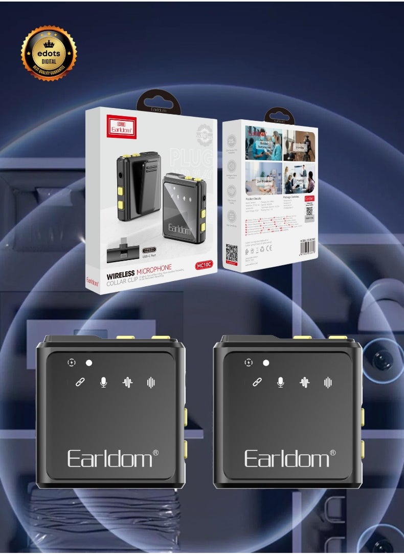 Wireless Lavalier Microphone Collar Clip – USB Type-C Plug – Bluetooth 5.2, Noise Reduction, Reverb, Plug & Play for Android Devices