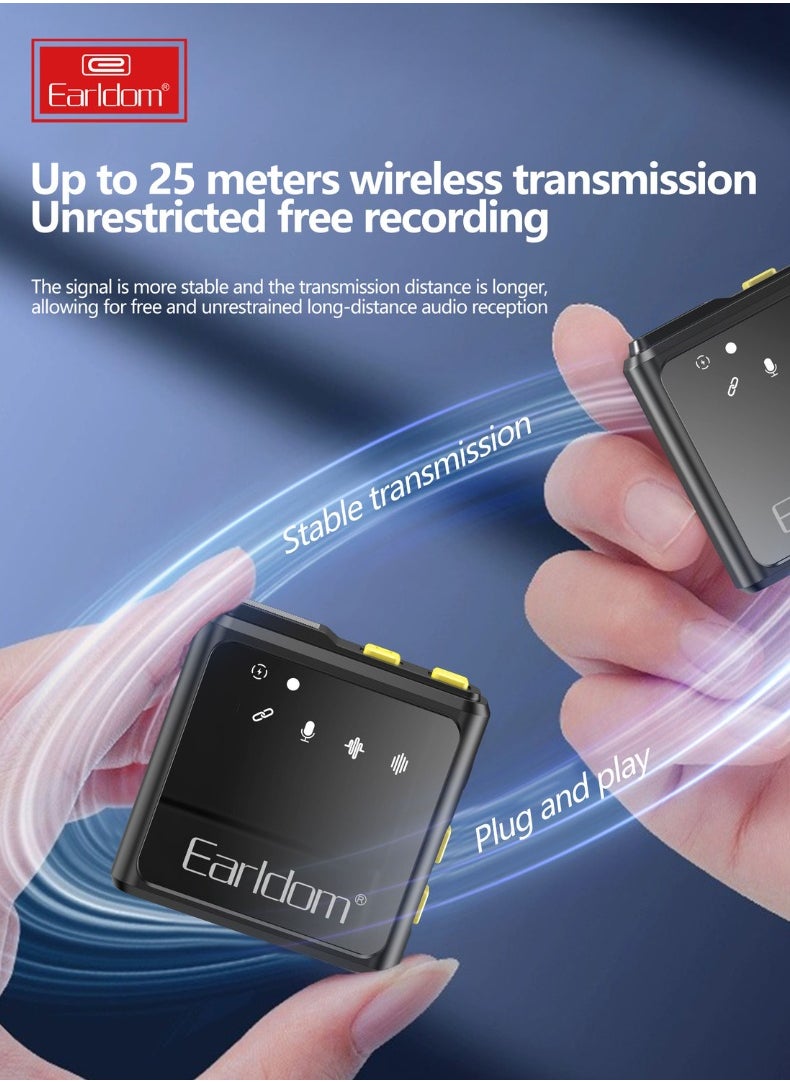 Wireless Lavalier Microphone Collar Clip – USB Type-C Plug – Bluetooth 5.2, Noise Reduction, Reverb, Plug & Play for Android Devices