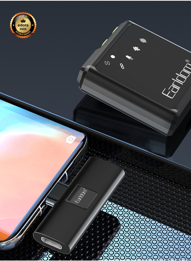 Wireless Lavalier Microphone Collar Clip – USB Type-C Plug – Bluetooth 5.2, Noise Reduction, Reverb, Plug & Play for Android Devices