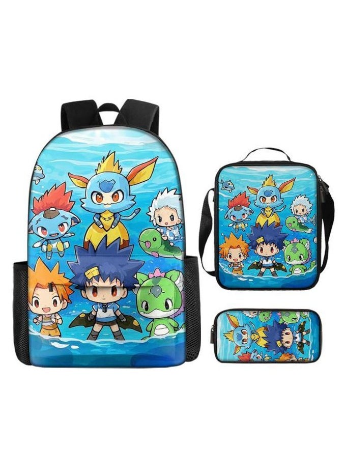 Three-piece set of cartoon characters (schoolbag, for students) - 1238