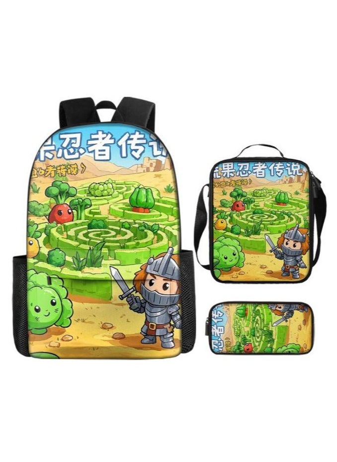 Three-piece set of cartoon characters (schoolbag, for students) - 46