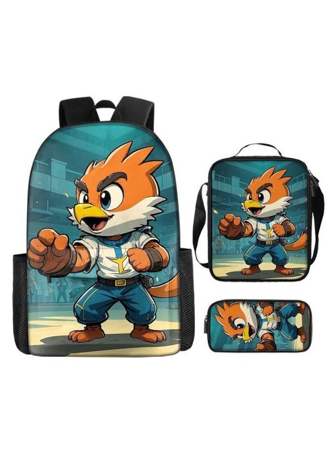 Three-piece set of cartoon characters (schoolbag, for students) - 1188