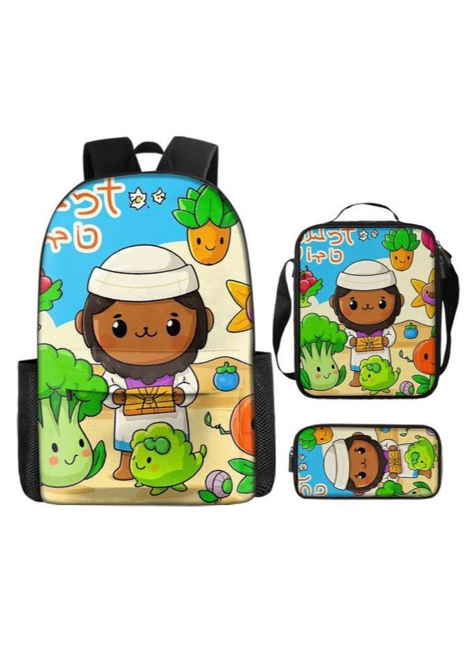 Three-piece set of cartoon characters (schoolbag, for students) - 29
