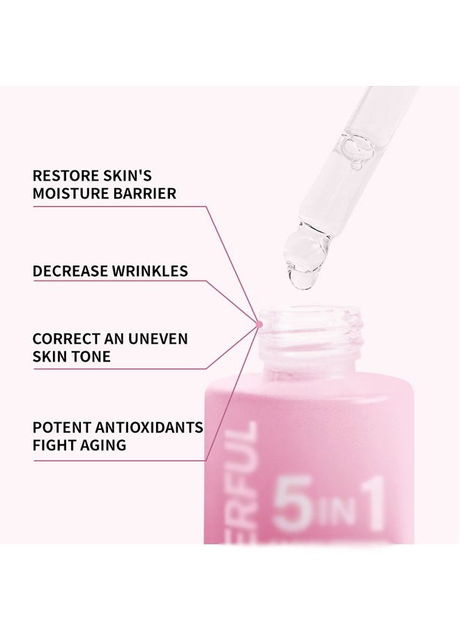 5 In 1 Powerful Face Serum, Hyaluronic Acid Serum With Vitamin C And E , For Moisturizing Brightening Face Serum Anti-Aging Facial Serum For Dark Spots, Fine Lines And Wrinkles Smooth Skin 30ML