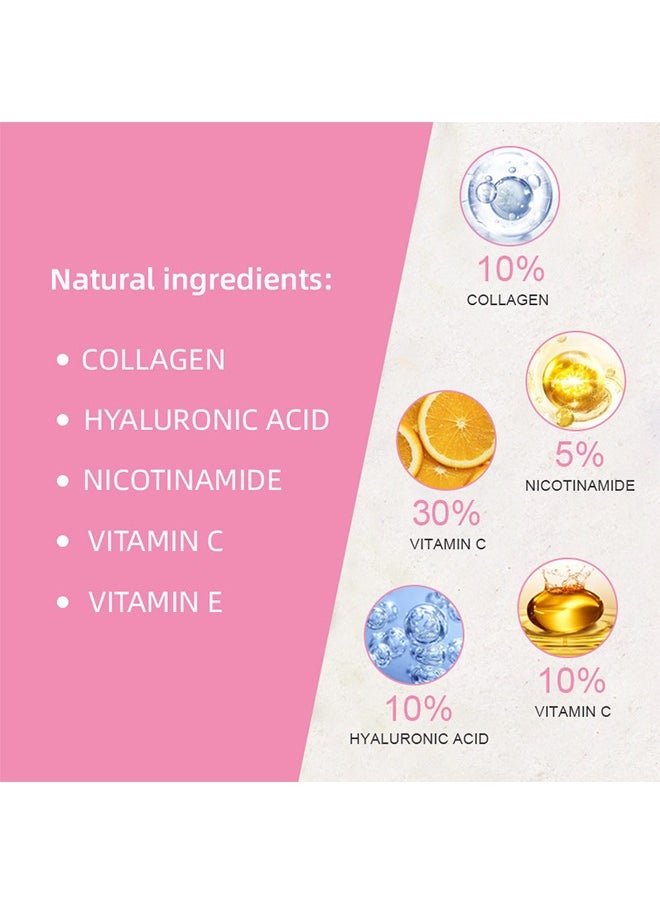 5 In 1 Powerful Face Serum, Hyaluronic Acid Serum With Vitamin C And E , For Moisturizing Brightening Face Serum Anti-Aging Facial Serum For Dark Spots, Fine Lines And Wrinkles Smooth Skin 30ML