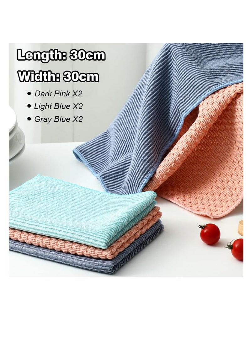 Microfibre Cloth Pack of 6, Reusable Kitchen Cleaning Towels, Multifunctional Dish Cloths, Absorbent, Lint-Free, Streak-Free, Wash Cloth for Car, Hygienic, Versatile, Durable & Washable