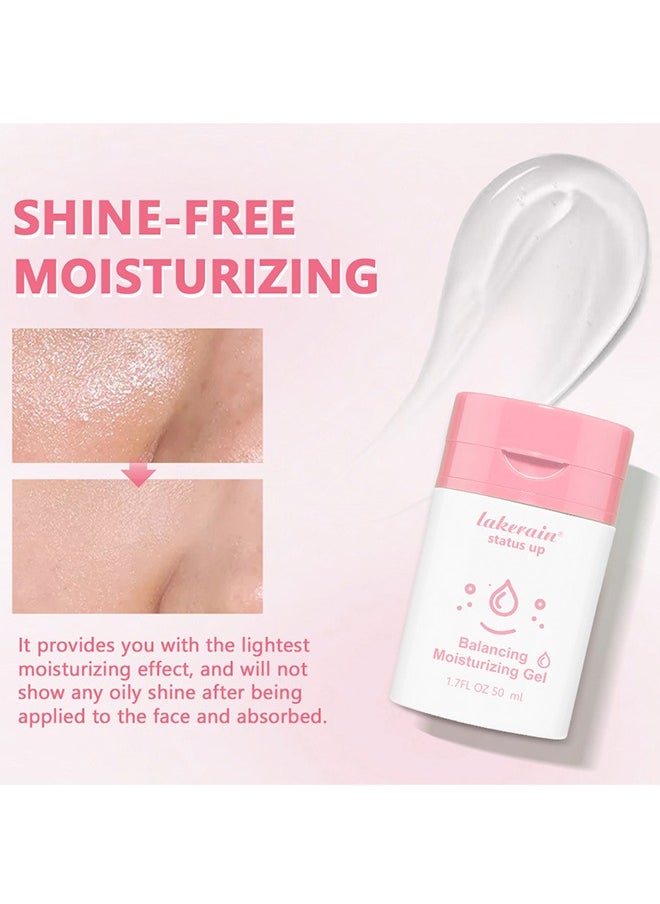 Balancing Moisturizing Gel,Status Up Face Balancing Oil Evens Out Skin Tone for Fresh Long Lasting Shine Free Hydration Anti Blue Light Protection and Repair Blue Light Damage Moisturizing Cream 50ml