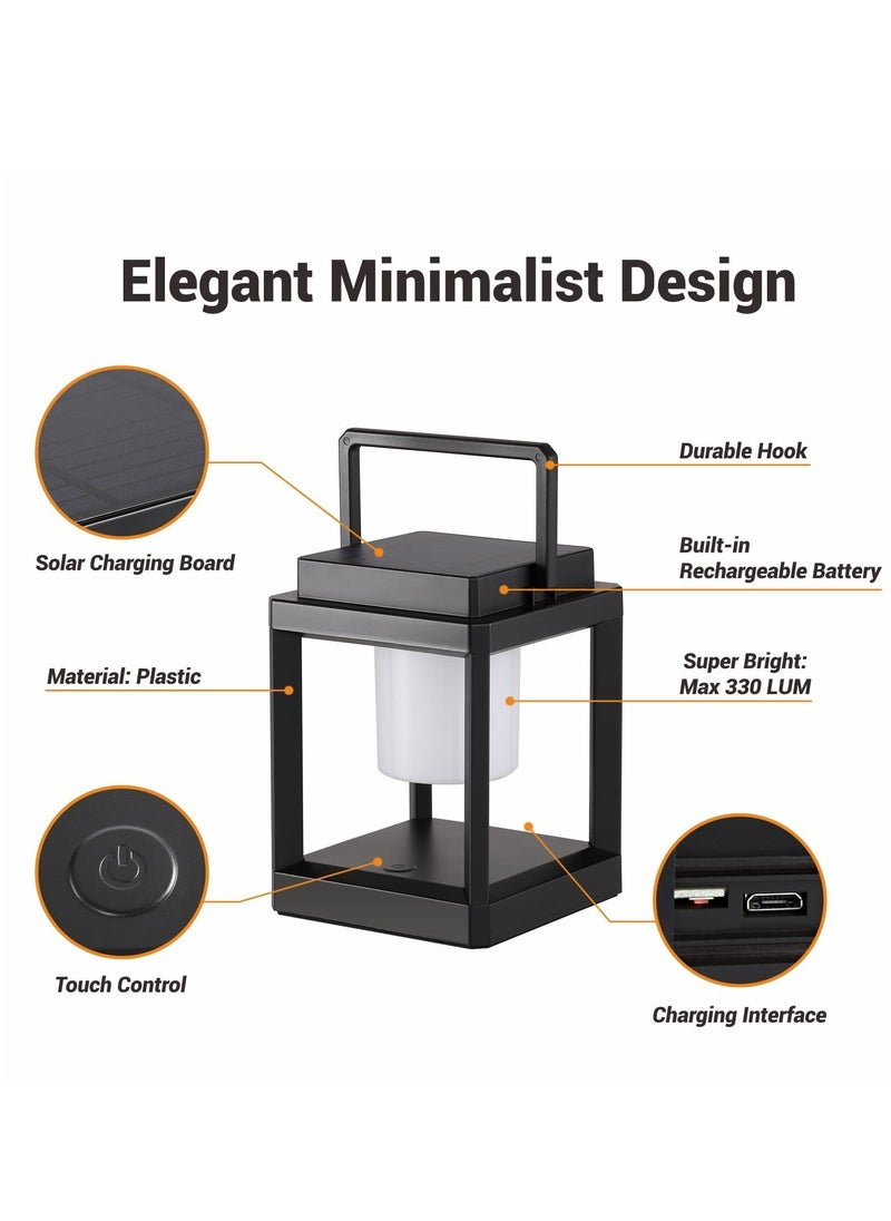 Outdoor Camping Lamp, LED Portable Rechargeable Solar Lamp Waterproof & Touch Control Outdoor Lamps Cordless Lights, Outdoor Table Lamp