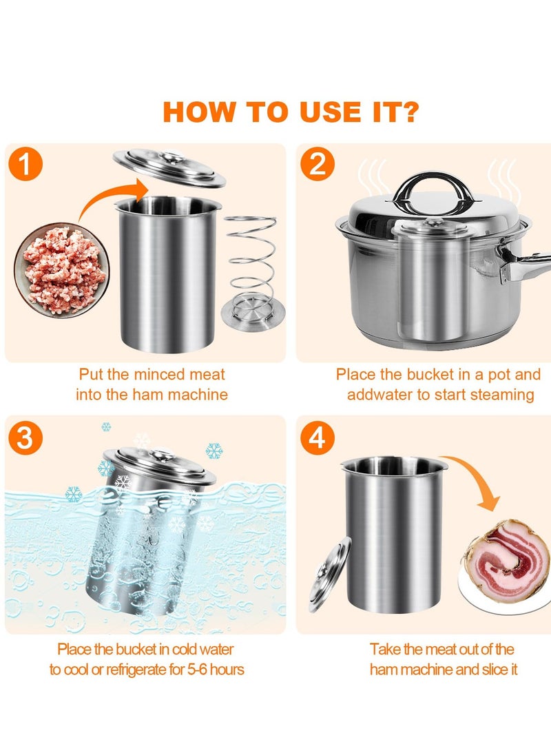 Lunch Meat Maker, Meat Press Mold Deli Meats, Stainless Steel Ham Maker Meat Press Cooker with Thermometer, Homemade Lunch Meat Maker for Sandwiches & Bacon, Deli Meat Press