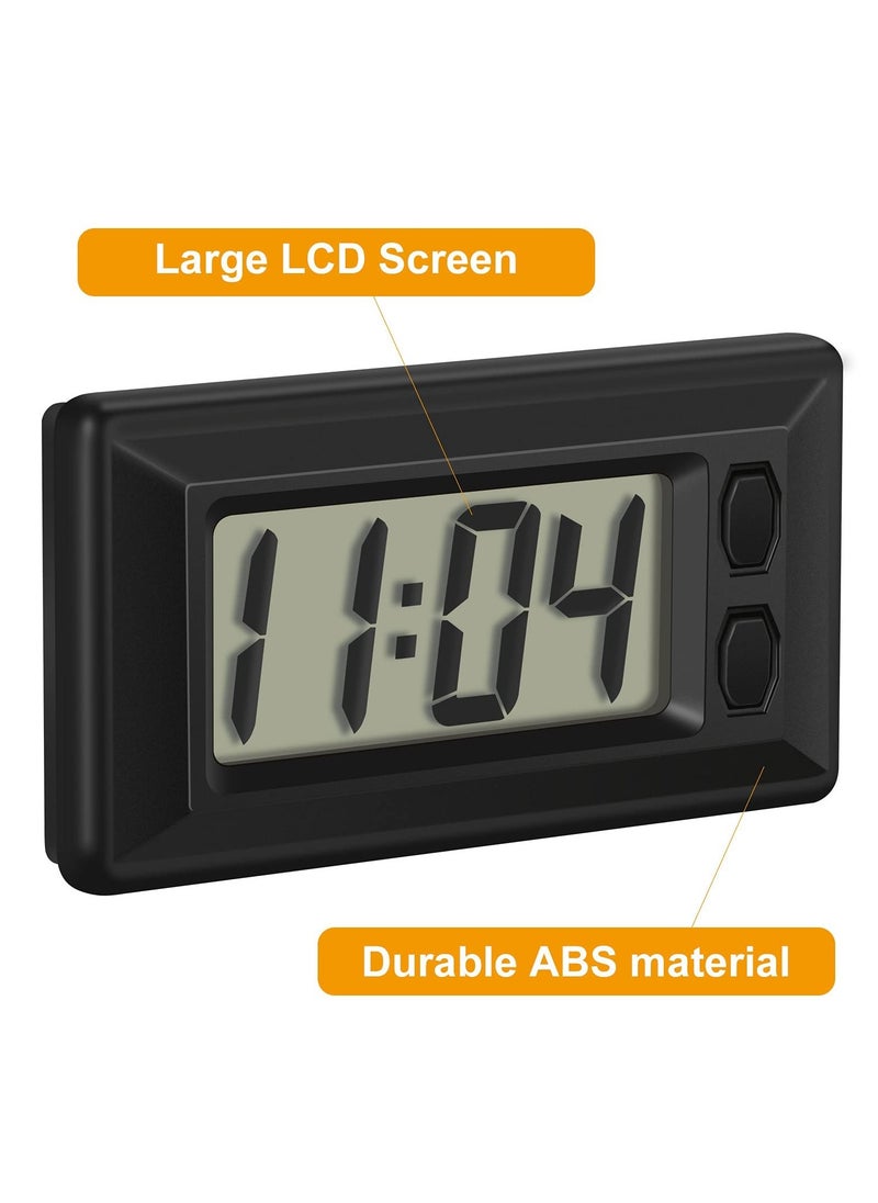 4 Pieces Small Digital Clock Mini Car Clock LCD Car Dashboard Time Clock Vehicle Electronic Clock for Car Truck Home Desk Office