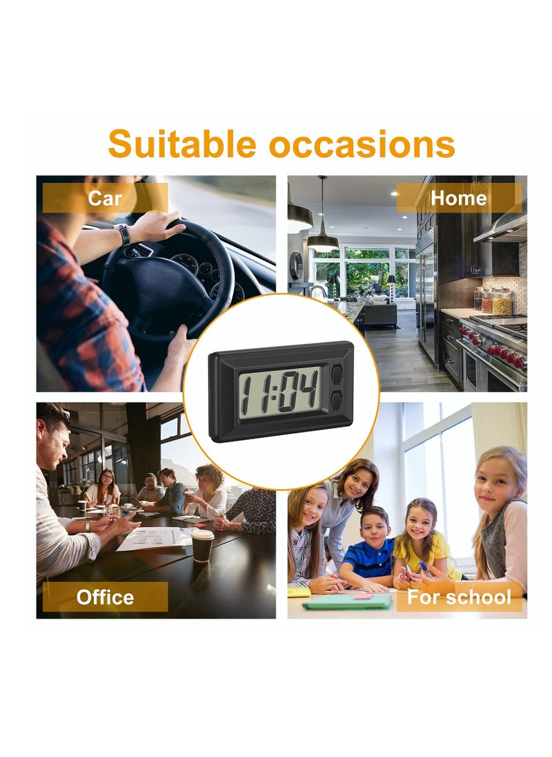 4 Pieces Small Digital Clock Mini Car Clock LCD Car Dashboard Time Clock Vehicle Electronic Clock for Car Truck Home Desk Office