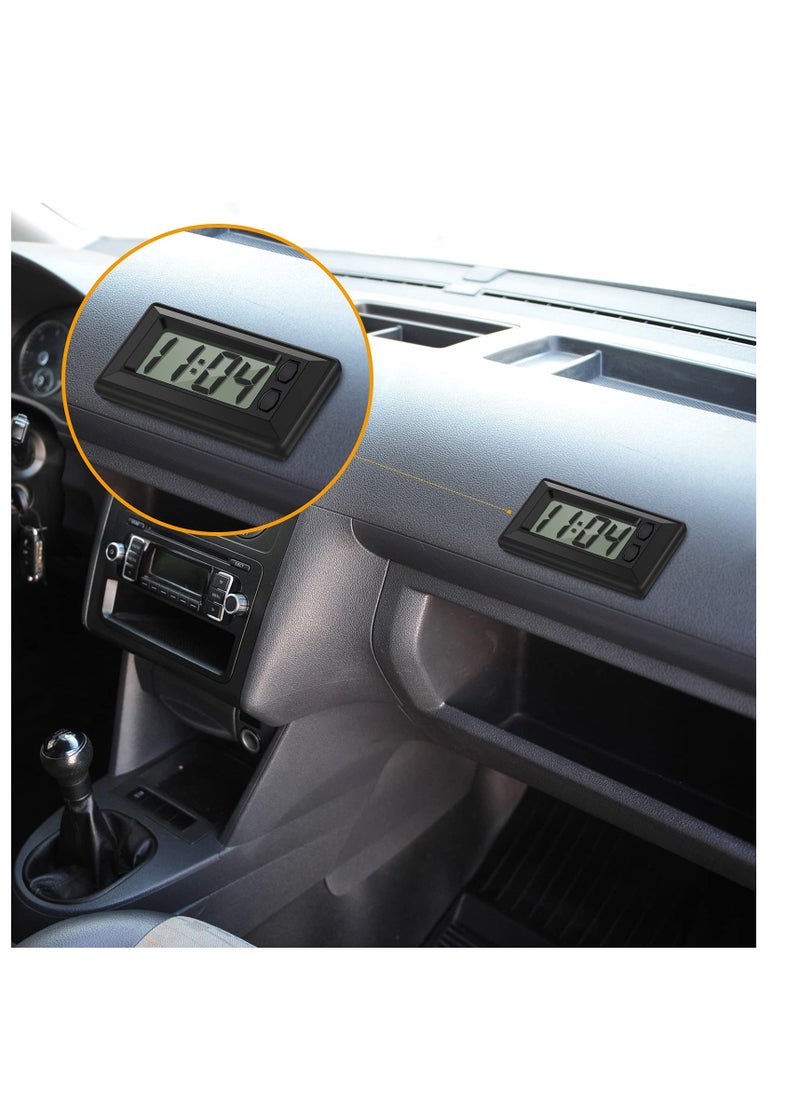 4 Pieces Small Digital Clock Mini Car Clock LCD Car Dashboard Time Clock Vehicle Electronic Clock for Car Truck Home Desk Office