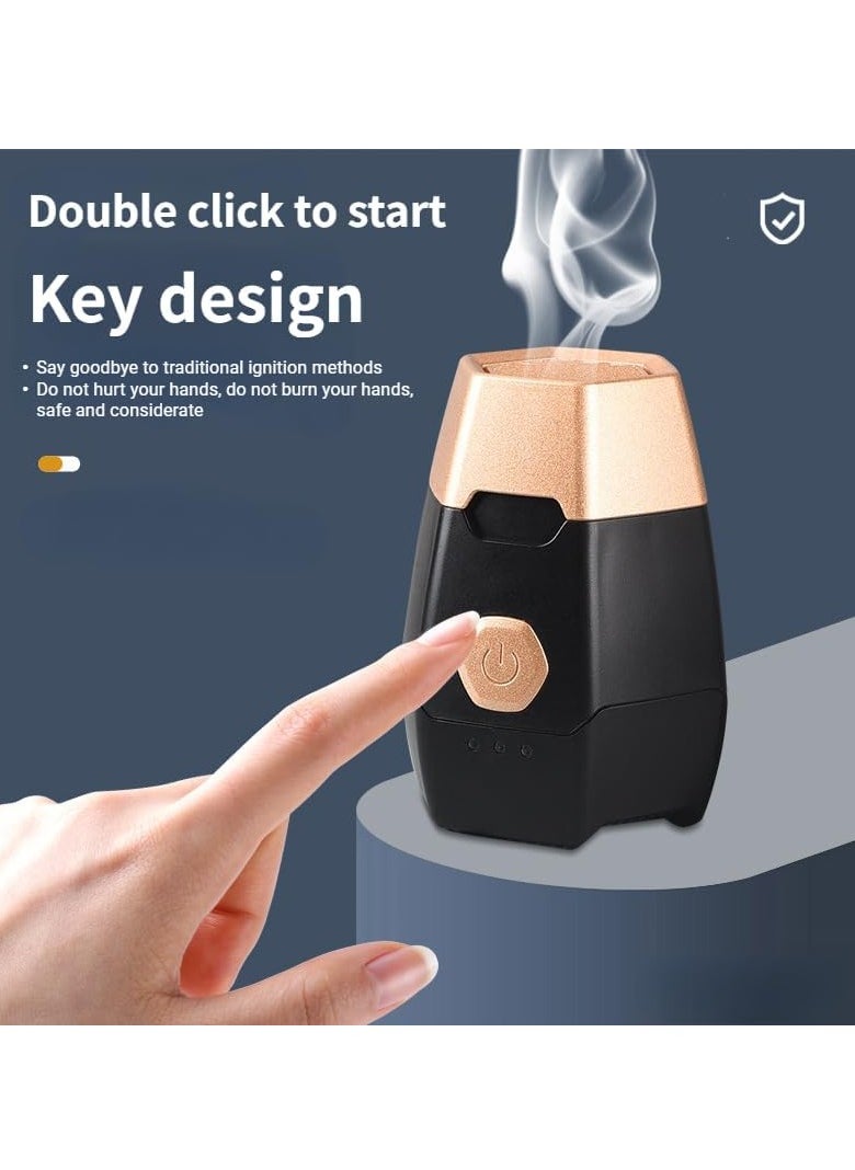 D1Q7 Auto Arabic Bakhoor Burner – Compact & Portable Electronic Incense Vaporizer for Authentic Aromas, Easy-to-Use Auto Heating Technology, Ideal for Homes, Offices & Special Occasions – Black