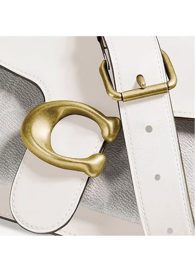 TABBY SHOULDER BAG & CROSSBODY BAG 26 IN SIGNATURE CANVAS-White/Light Grey