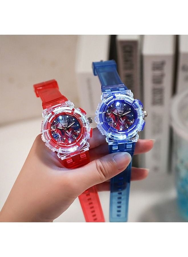 4 Ultraman Watches Boys Girls Watch,Child Watches Luminous Analog Watches for Kids Ages 3-12,Easy to Read Time Leather Wrist Watch Kids Birthday Gifts for Children Age 3+Yrs