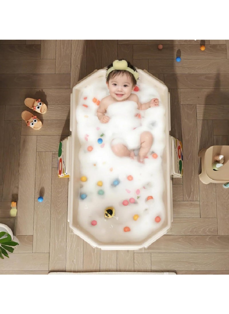 Baby Folding Bathtub, Kids Bathtub with Non-Slip Base, with Thermostatic System, for 0-5 Years Old, Travel Essential, Indoor/Outdoor Use, Easy Storage